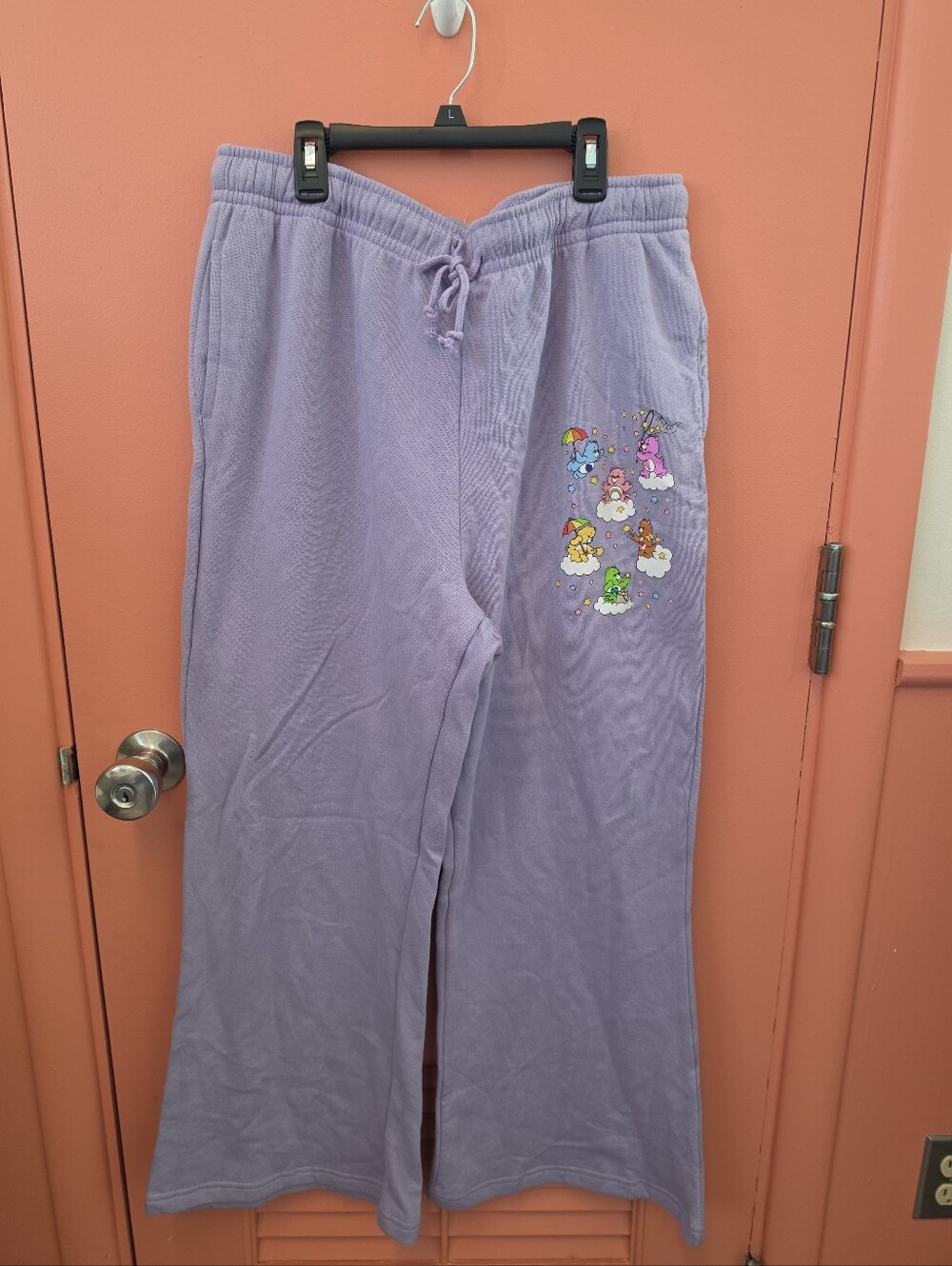 NWT Care Bears Juniors Size 1X Star Catching Lavendar Wide-Leg Sweat Pants Comfy